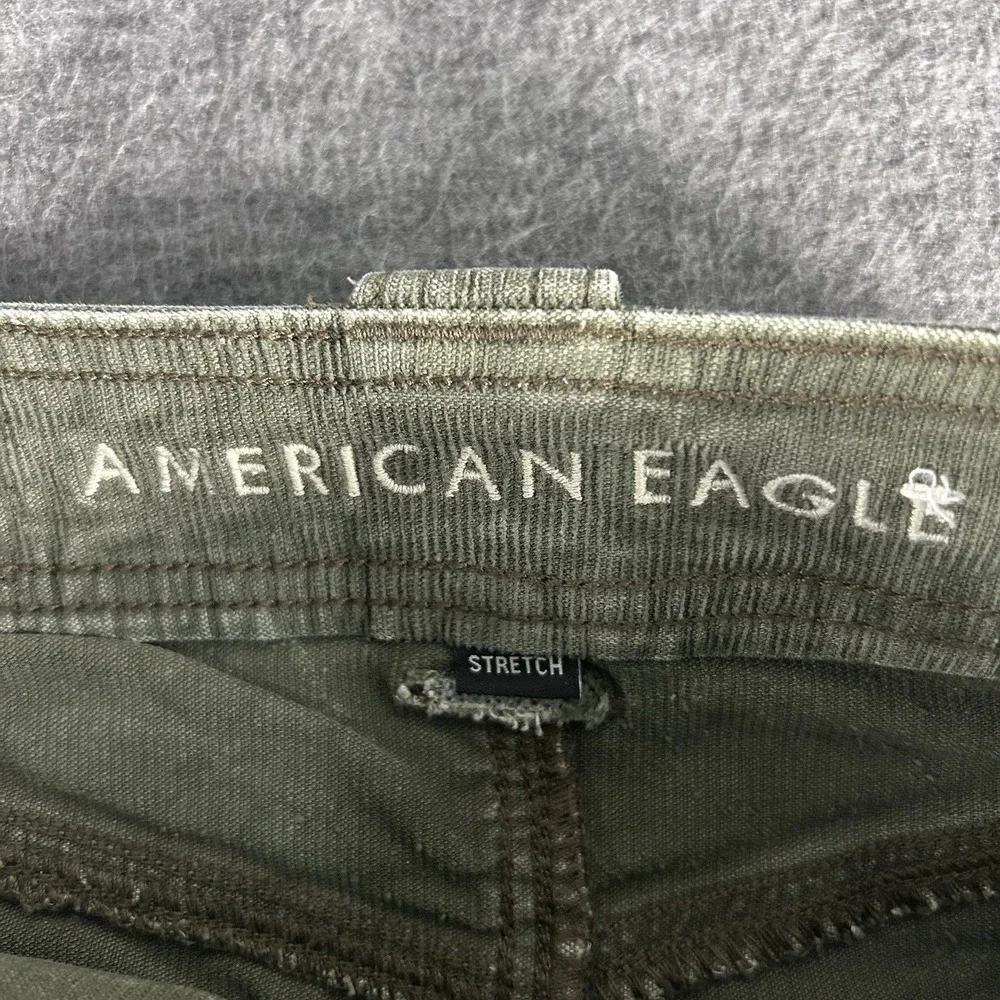 AMERICAN EAGLE Women's Corduroy Mini Skirt 000 Short Olive Green Raw‎ Hem Grunge